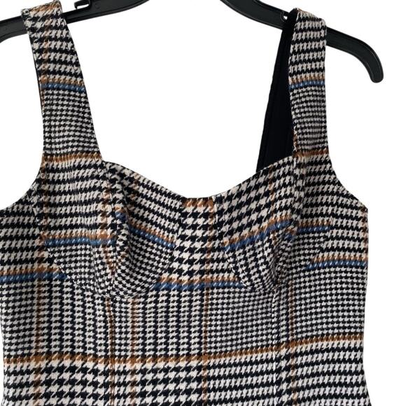 Le’ AL.X Wool Blend Glen Plaid Sweetheart Bustier Mini Dress size XS Black - Picture 3 of 8